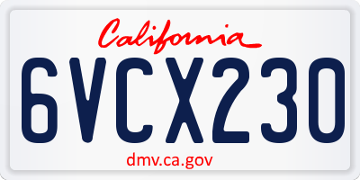 CA license plate 6VCX230