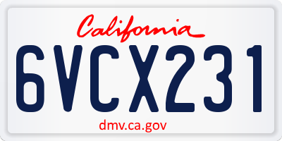 CA license plate 6VCX231