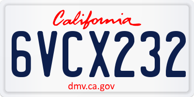 CA license plate 6VCX232