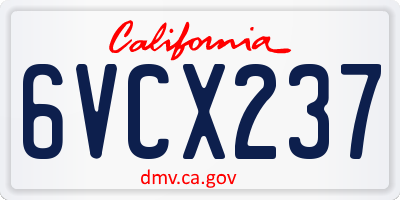 CA license plate 6VCX237