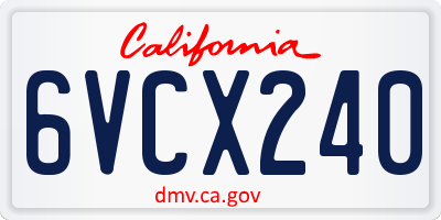 CA license plate 6VCX240