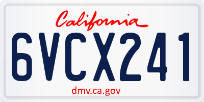 CA license plate 6VCX241