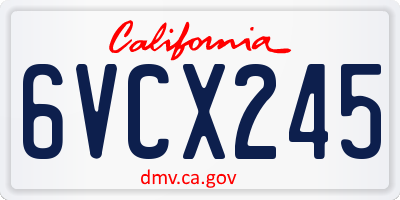 CA license plate 6VCX245