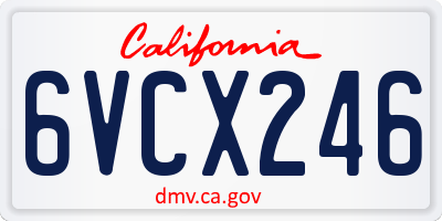 CA license plate 6VCX246