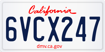 CA license plate 6VCX247
