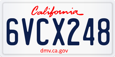 CA license plate 6VCX248