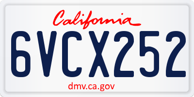 CA license plate 6VCX252