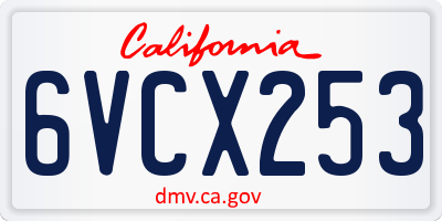 CA license plate 6VCX253