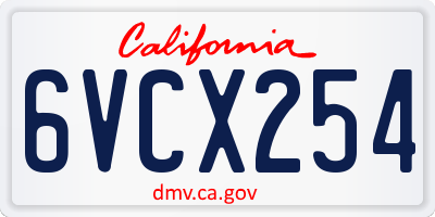 CA license plate 6VCX254