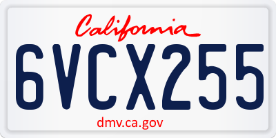 CA license plate 6VCX255