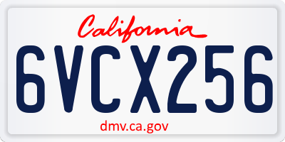 CA license plate 6VCX256