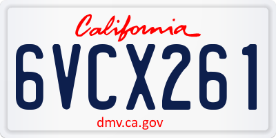 CA license plate 6VCX261
