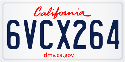 CA license plate 6VCX264