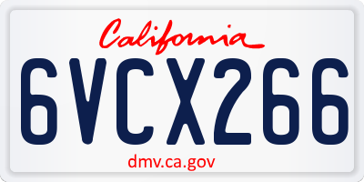 CA license plate 6VCX266