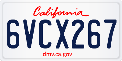 CA license plate 6VCX267