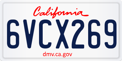 CA license plate 6VCX269