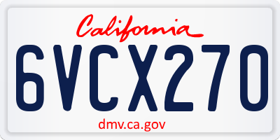 CA license plate 6VCX270