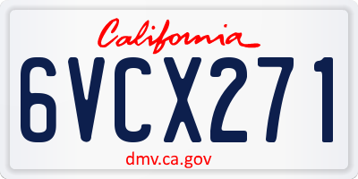 CA license plate 6VCX271