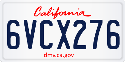 CA license plate 6VCX276