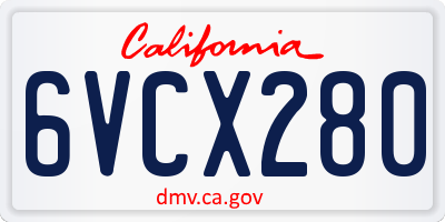 CA license plate 6VCX280