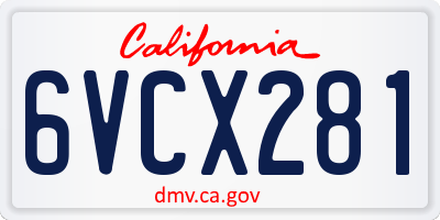 CA license plate 6VCX281