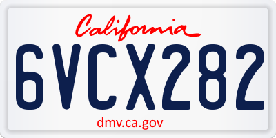 CA license plate 6VCX282