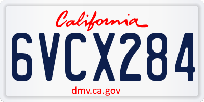 CA license plate 6VCX284