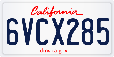 CA license plate 6VCX285