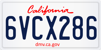 CA license plate 6VCX286