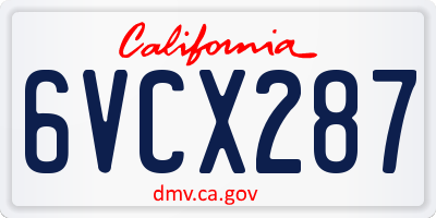 CA license plate 6VCX287