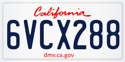 CA license plate 6VCX288