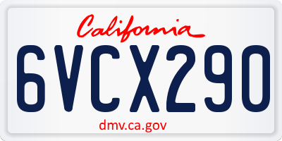 CA license plate 6VCX290
