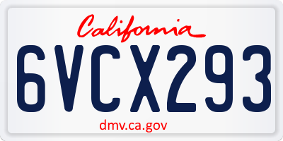 CA license plate 6VCX293