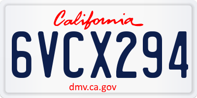 CA license plate 6VCX294