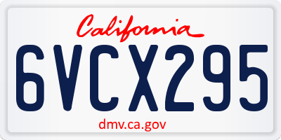 CA license plate 6VCX295