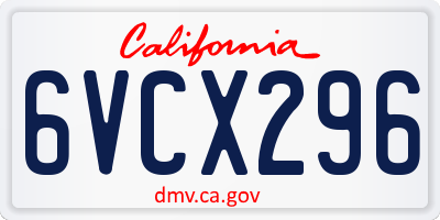 CA license plate 6VCX296