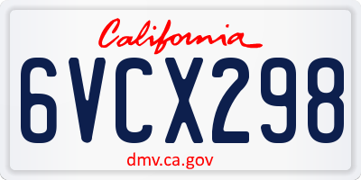 CA license plate 6VCX298