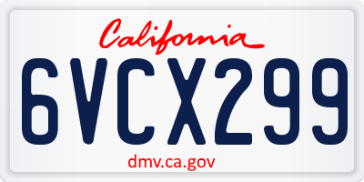 CA license plate 6VCX299