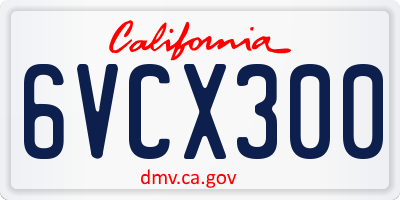 CA license plate 6VCX300