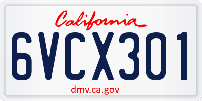 CA license plate 6VCX301