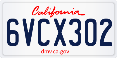 CA license plate 6VCX302