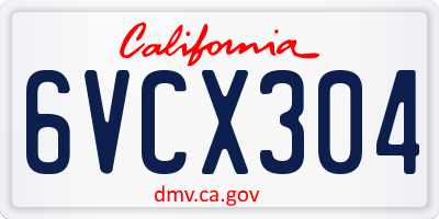 CA license plate 6VCX304
