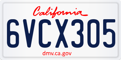 CA license plate 6VCX305