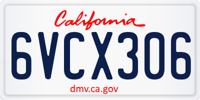 CA license plate 6VCX306