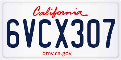 CA license plate 6VCX307