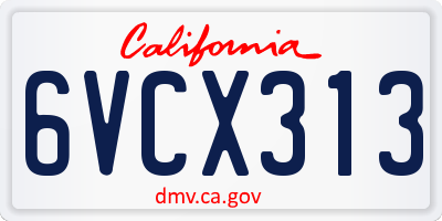 CA license plate 6VCX313