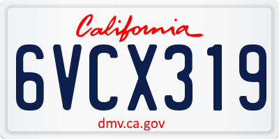 CA license plate 6VCX319