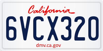 CA license plate 6VCX320