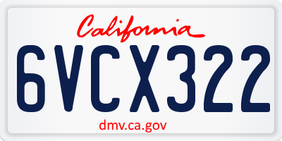 CA license plate 6VCX322