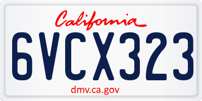 CA license plate 6VCX323